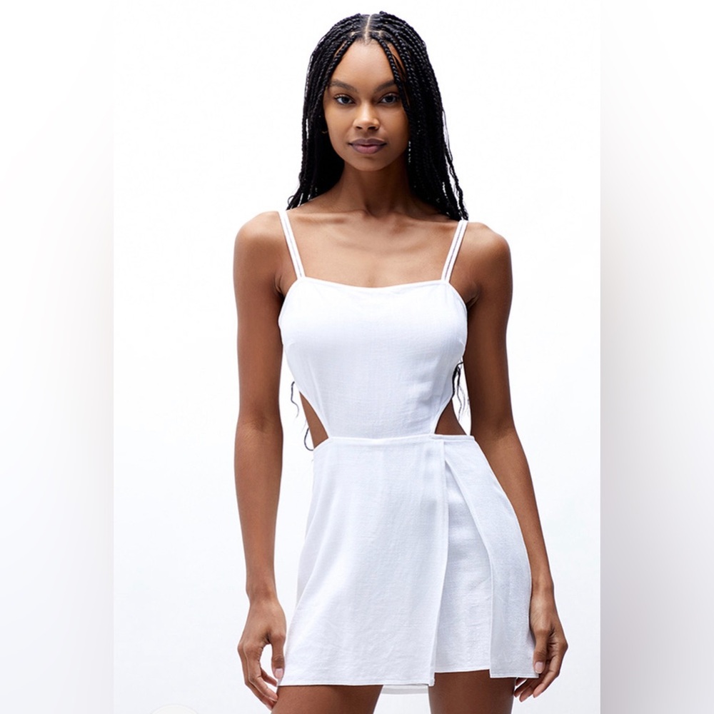 LA Hearts Tie Back Linen Mini Skort Dress